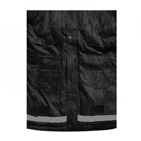 Parka nero in nylon con finiture gialle - multitasche Home