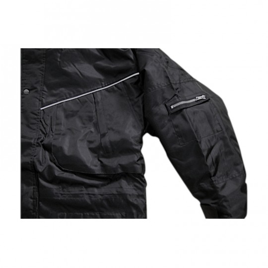 Parka nero in nylon con finiture gialle - multitasche Home